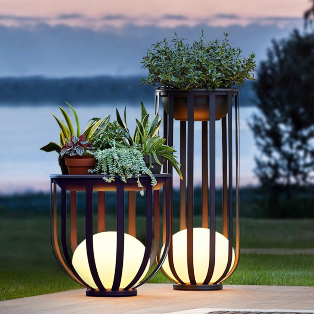 Outdoor Solar Flower Stand Light Aluminum 22 in Medium 37 in Large Garden Patio Pathway Decorative LED | Thomler