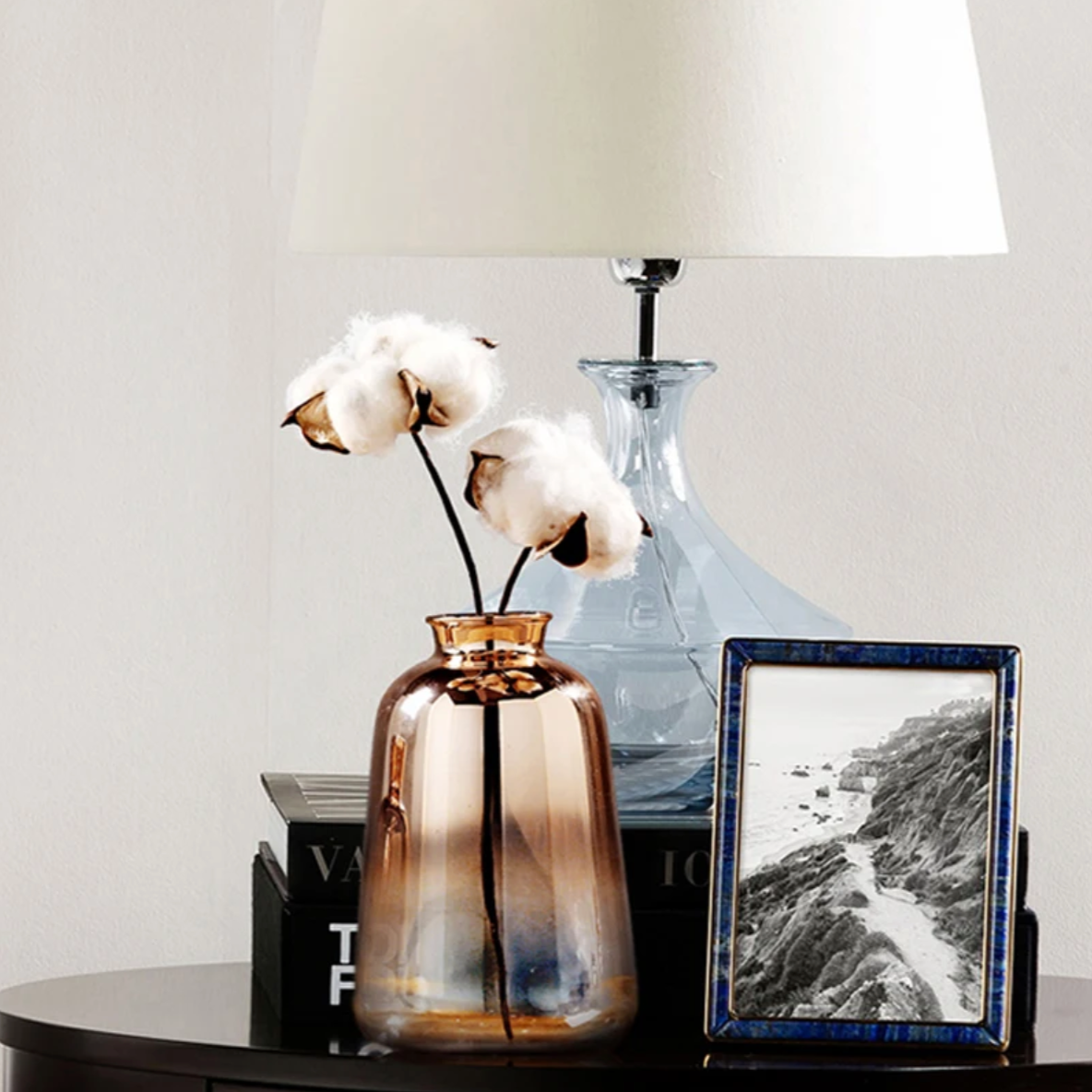 Vase Glass 4 in Rose Gold Decorative Centerpiece Floral Arrangement Home Decor | Thomler