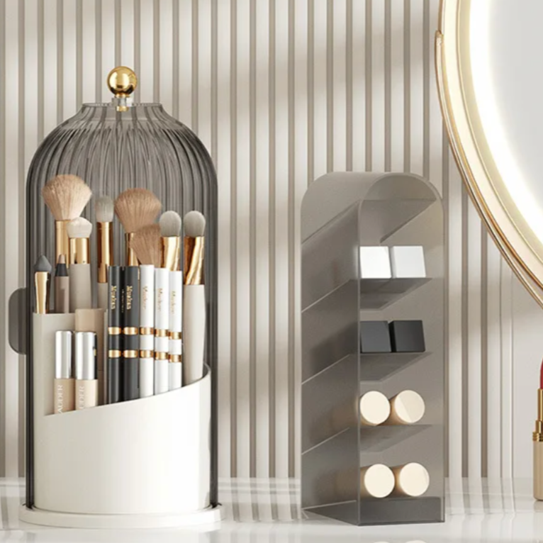 Rotating Cosmetic Organizer Acrylic 11 in Vanity Storage 360° Spin Makeup Holder | Thomler
