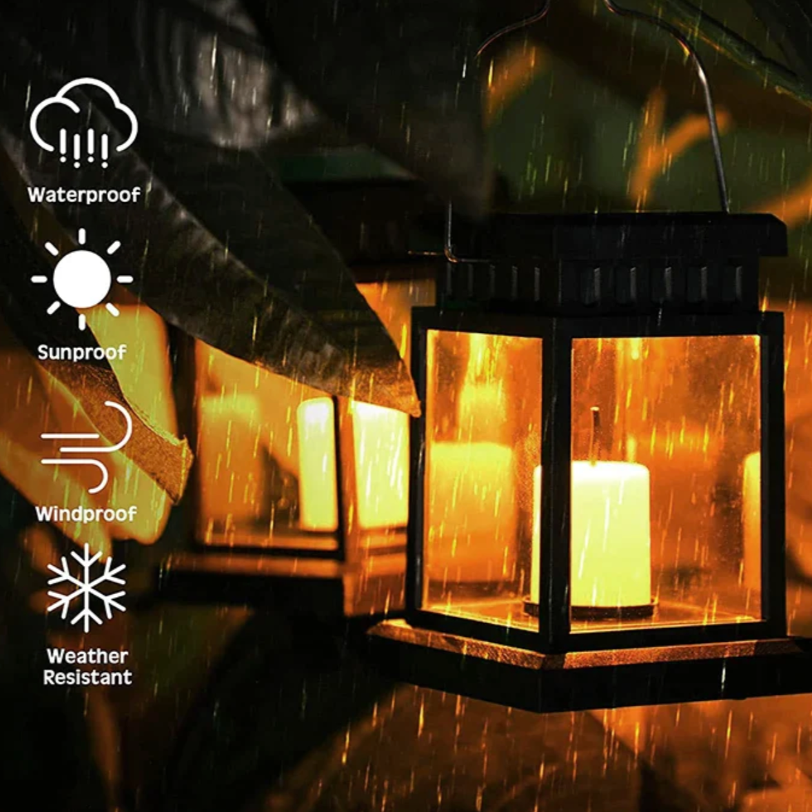 Lantern ABS Solar 5 in Outdoor Hanging Garden Patio Candle Light Waterproof Weatherproof | Thomler