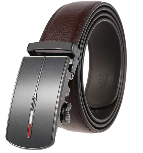 Ratchet Belt for Men 1.4 In Wide Genuine Cowhide Leather Automatic Buckle No Hole Adjustable Dress Belt for Office Business Formal Suits | Thomler