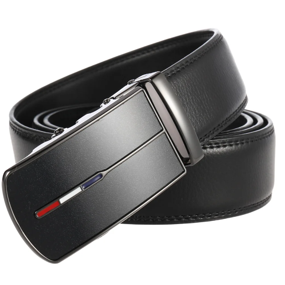 Ratchet Belt for Men 1.4 In Wide Genuine Cowhide Leather Automatic Buckle No Hole Adjustable Dress Belt for Office Business Formal Suits | Thomler