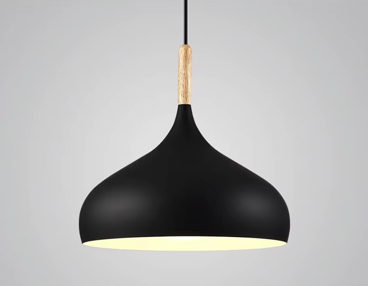 Pendant Light Aluminium 24.0 cm Wooden Accent Dining Room Kitchen Island Scandinavian Hanging Ceiling Lamp Adjustable Cord | Thomler