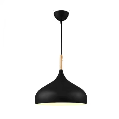 Pendant Light Aluminium 24.0 cm Wooden Accent Dining Room Kitchen Island Scandinavian Hanging Ceiling Lamp Adjustable Cord | Thomler