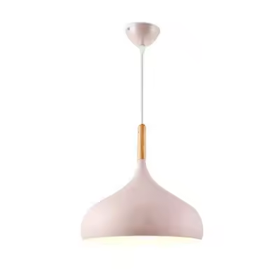 Pendant Light Aluminium 24.0 cm Wooden Accent Dining Room Kitchen Island Scandinavian Hanging Ceiling Lamp Adjustable Cord | Thomler