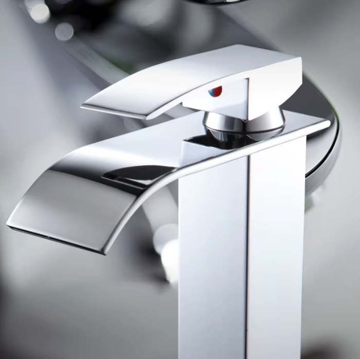 Washbasin Faucet Stainless Steel 25.0 cm 9.8" Waterfall Bathroom Basin Mixer Tap Deck Mounted Single Hole Hot Cold | Thomler
