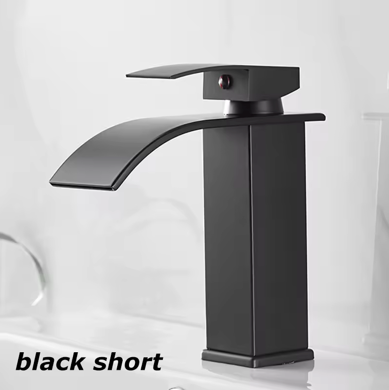 Washbasin Faucet Stainless Steel 25.0 cm 9.8" Waterfall Bathroom Basin Mixer Tap Deck Mounted Single Hole Hot Cold | Thomler