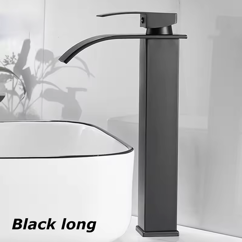 Washbasin Faucet Stainless Steel 25.0 cm 9.8" Waterfall Bathroom Basin Mixer Tap Deck Mounted Single Hole Hot Cold | Thomler