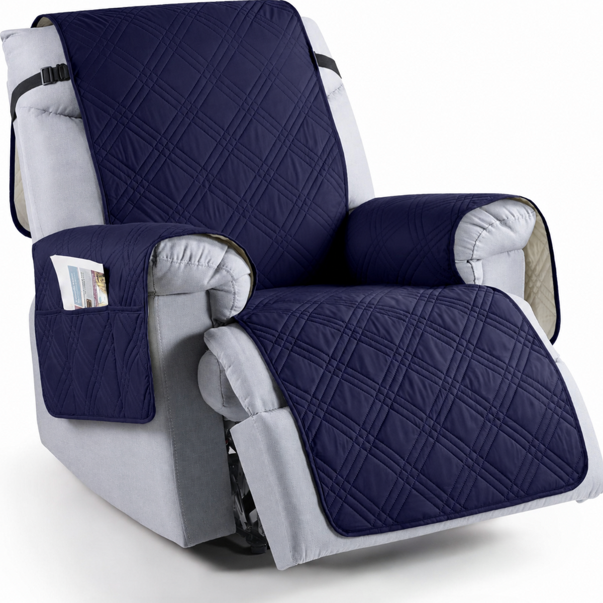 Recliner Protector with Waterproof Layers, Side Pockets & Non-Slip Grip for Pets, Spills & Family Use | Thomler