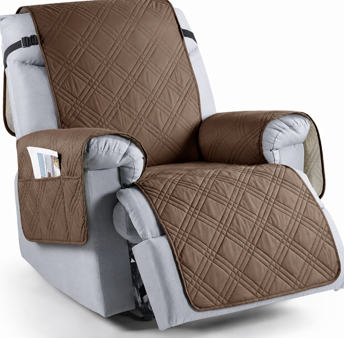Recliner Protector with Waterproof Layers, Side Pockets & Non-Slip Grip for Pets, Spills & Family Use | Thomler
