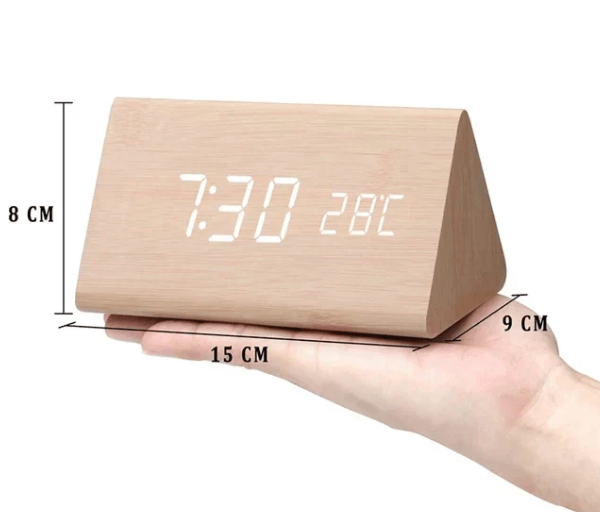 Voice-Activated Wooden LED Clock – Natural Grain Display for Bedroom or Living Room | Thomler
