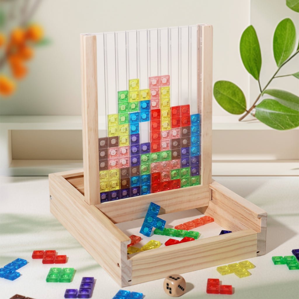Puzzle Board Wooden Colour Blocks Family Logical Thinking Educational Game Storage Tray | Thomler