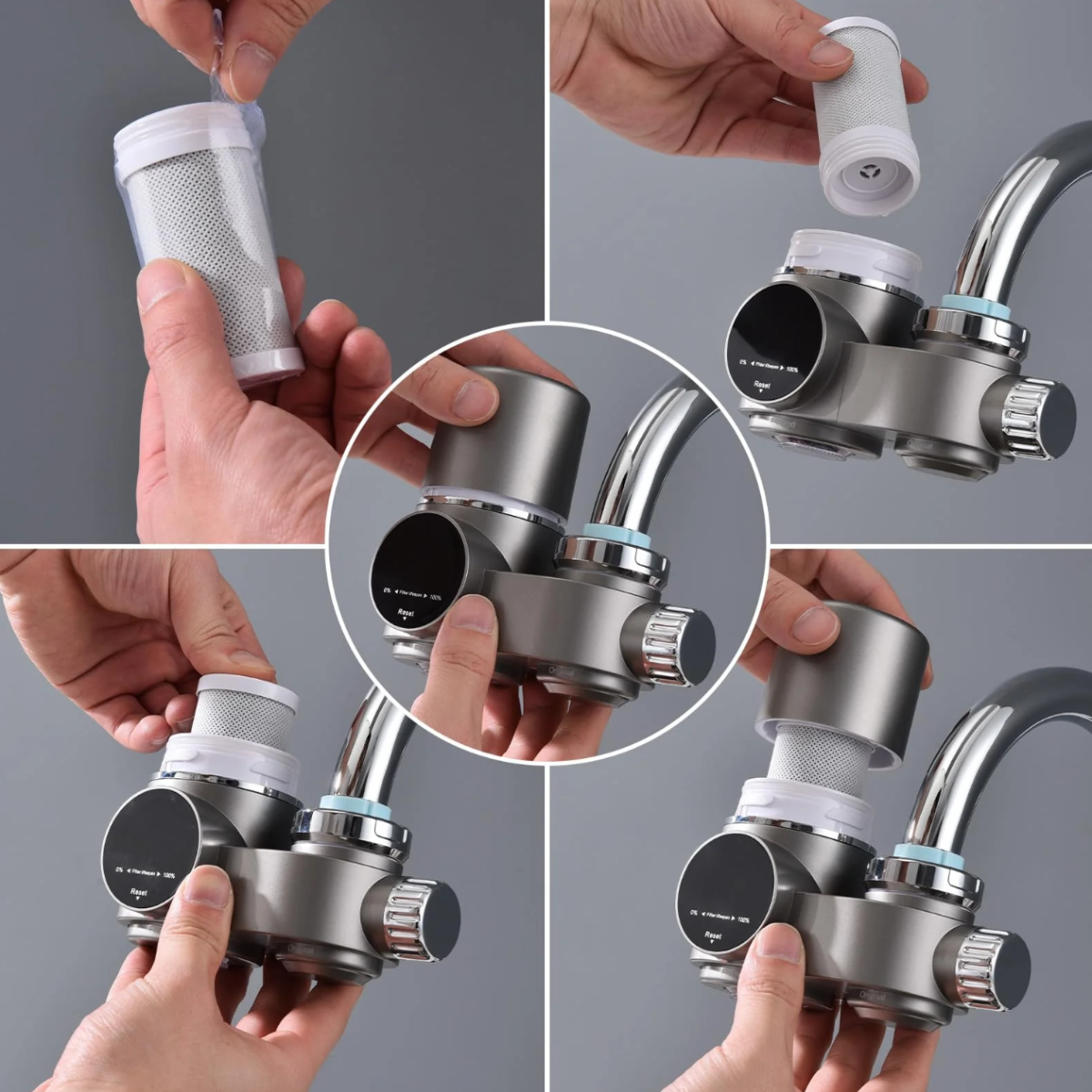 LED Kitchen Faucet Water Filter – Food-Safe Stainless Steel, Dual-Mode Purifier with Temperature Display | Thomler