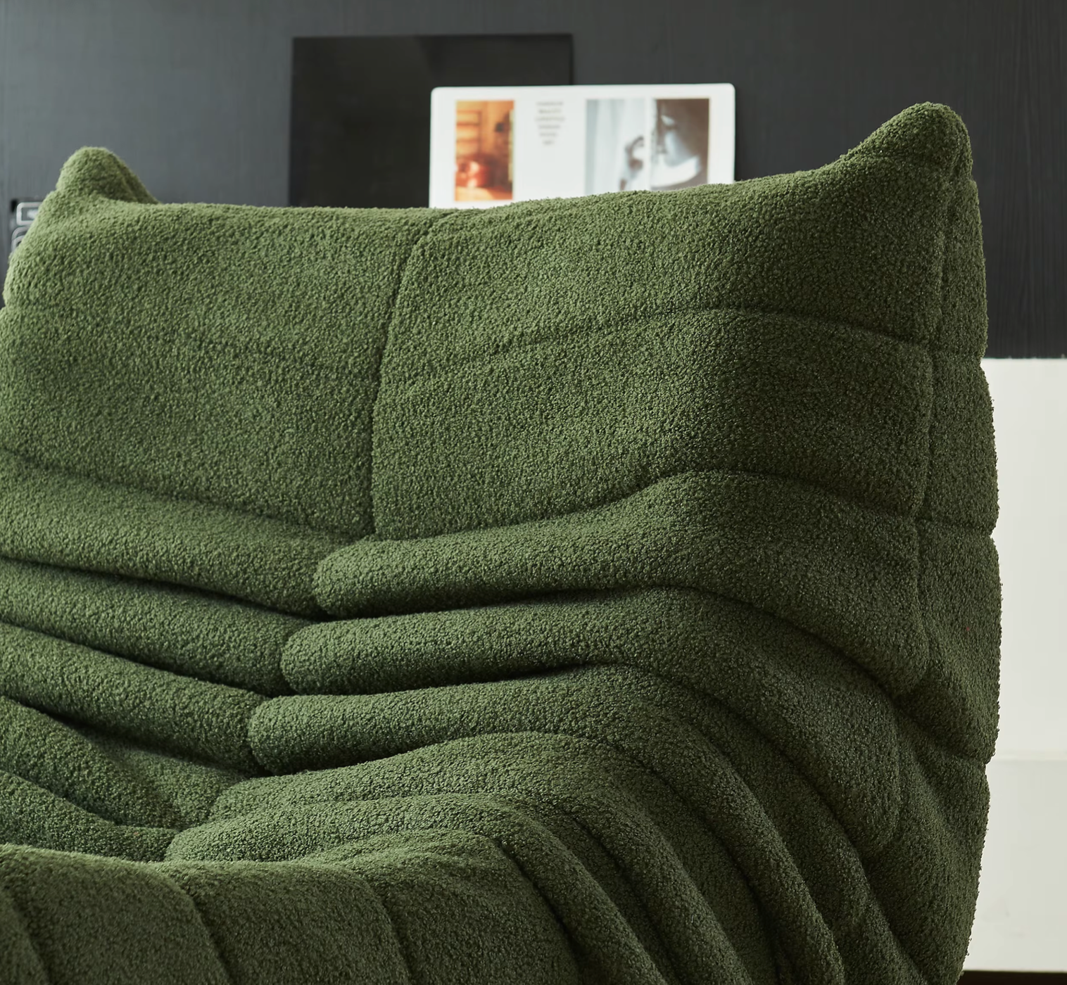 Beanbag Sofa Velvet 86.0 cm Green Living Room Lounge Chair Memory Foam Reading Gaming Bedroom Seating | Thomler