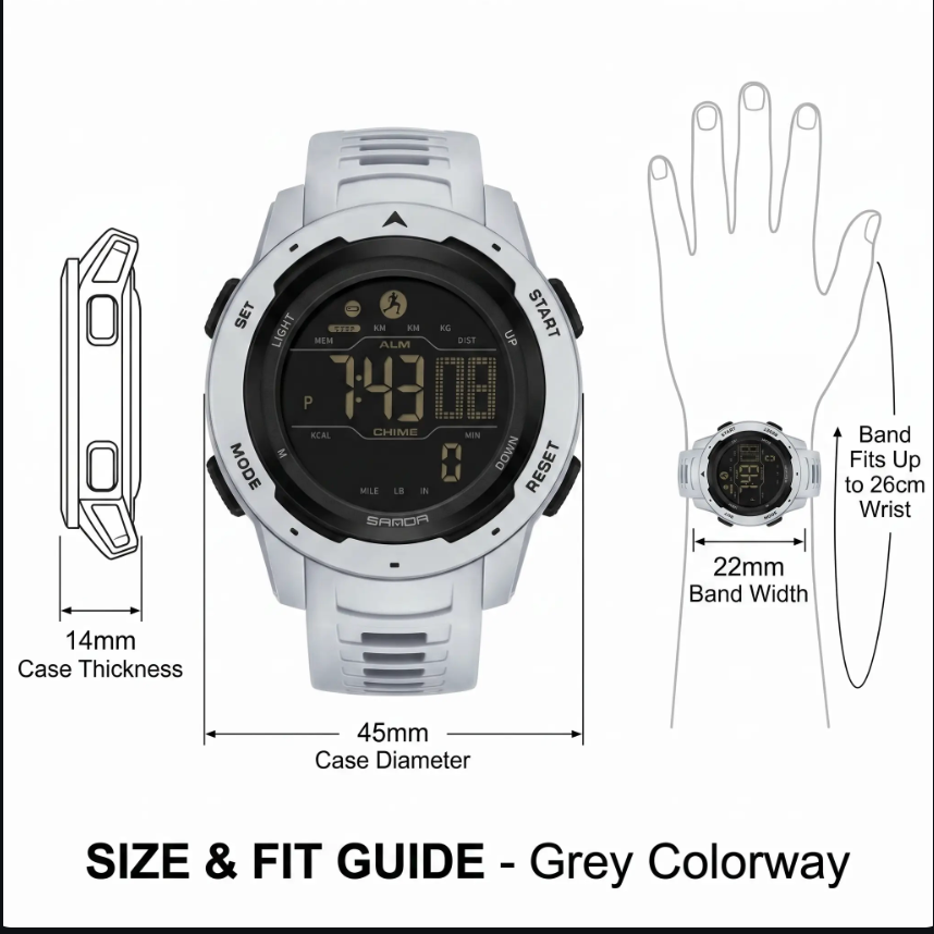 Step Tracking Sport Watch with Water Resistance for Running & Outdoor Activities | Thomler