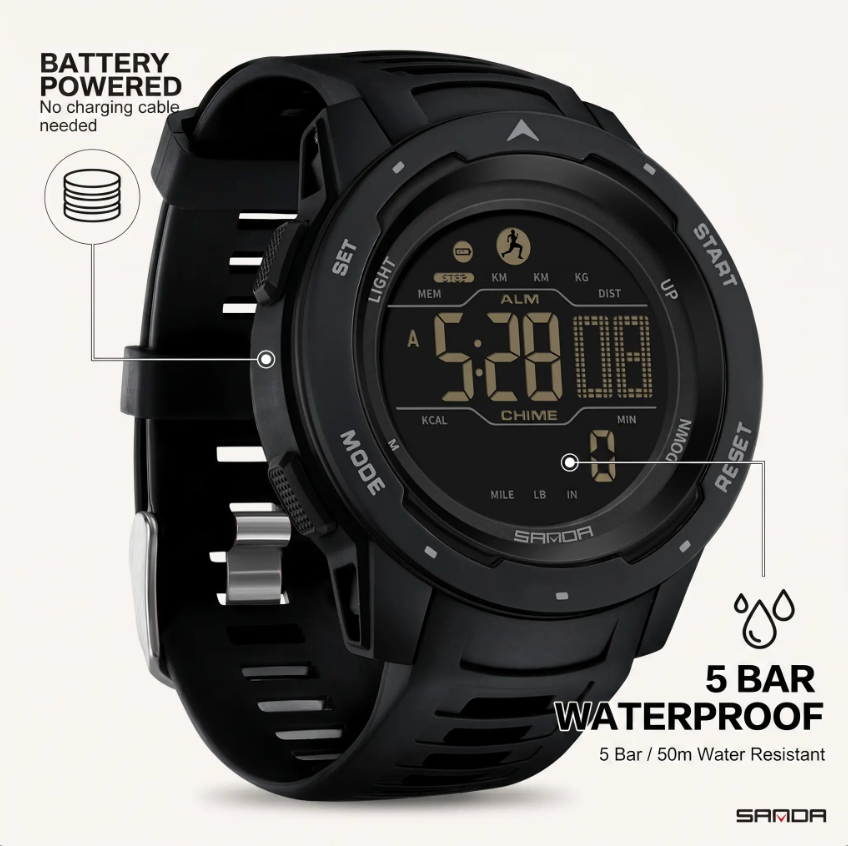 Step Tracking Sport Watch with Water Resistance for Running & Outdoor Activities | Thomler