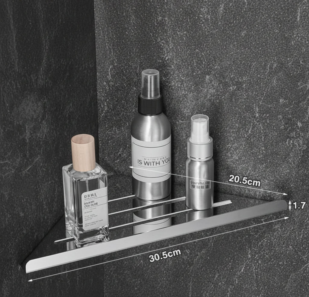 Rust-Proof Triangle Bathroom Caddy with Drainage Base & Anti-Slip Guard Rail for Wet Areas | Thomler