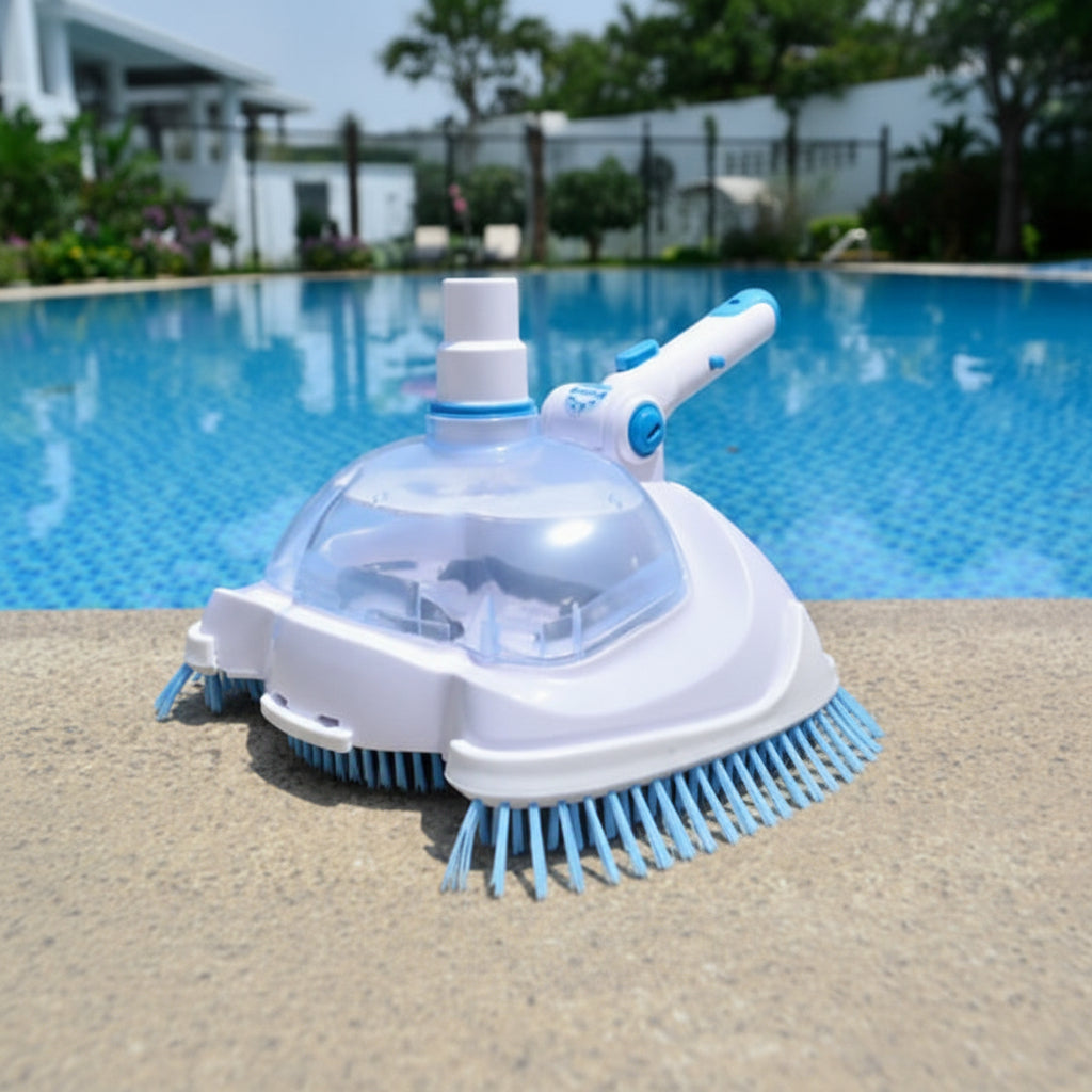 Weighted Pool Vacuum Head with Corner Bristles for Inground & Above-Ground Pools – Swivel Hose Fitting, ABS Frame, Quick-Clip Pole Mount | Thomler