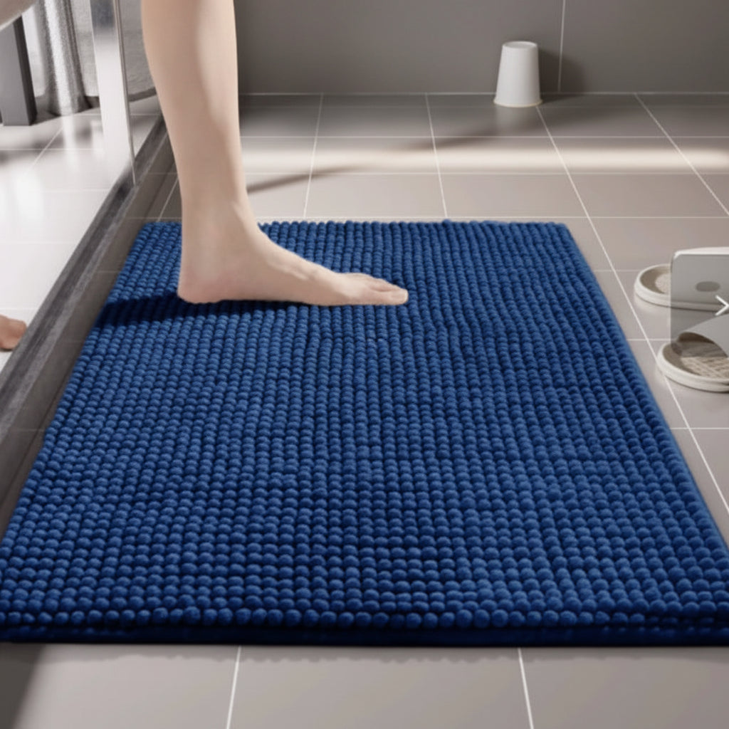 Plush Chenille Bathroom Mat with Fast-Dry Microfiber & Anti-Slip Base for Shower, Bedroom, Kitchen | Thomler