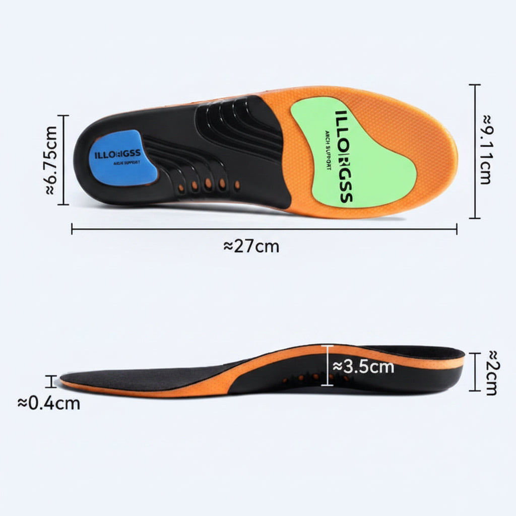 Cushioned Orthotic Inserts with Elevated Midfoot Support for Sneakers and Work Shoes | Thomler