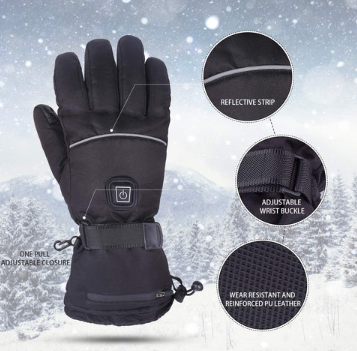 Battery-Powered Heated Winter Gloves with 3 Heat Settings – USB Rechargeable Hand Warmers for Skiing, Snow Sports & Cold Weather Work | Thomler