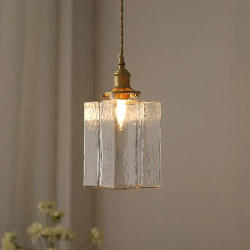 Pendant Light Glass 25.0 cm Transparent Brass Dining Room Kitchen Island Ceiling Lamp | Thomler