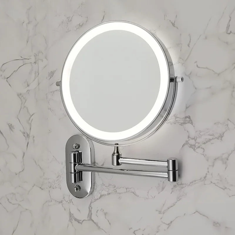 Wall Mounted Makeup Mirror Stainless Steel 20.0 cm LED Bathroom Magnifying Touch Control Rechargeable Vanity Grooming Mirror | Thomler