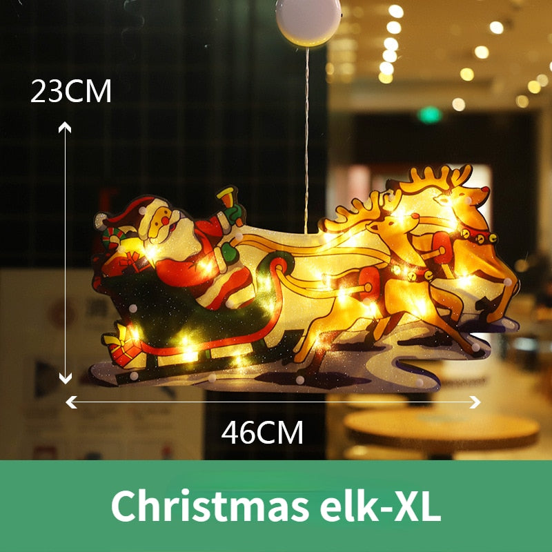 Battery-Operated LED Window Hanging Decoration with Flash & Steady Modes – Holiday-Themed Silhouettes for Christmas Displays, Easy | Thomler