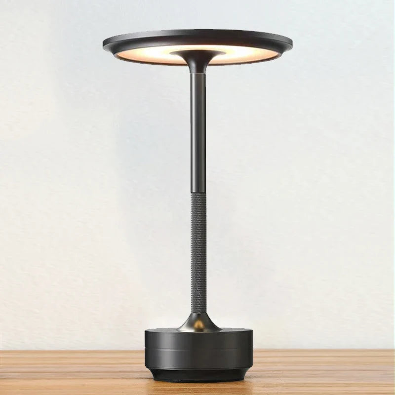USB Rechargeable LED Desk Lamp with Touch Dimmer Control in Matte Aluminum Finish for Bedside, Dining Room, Office & Patio Use | Thomler