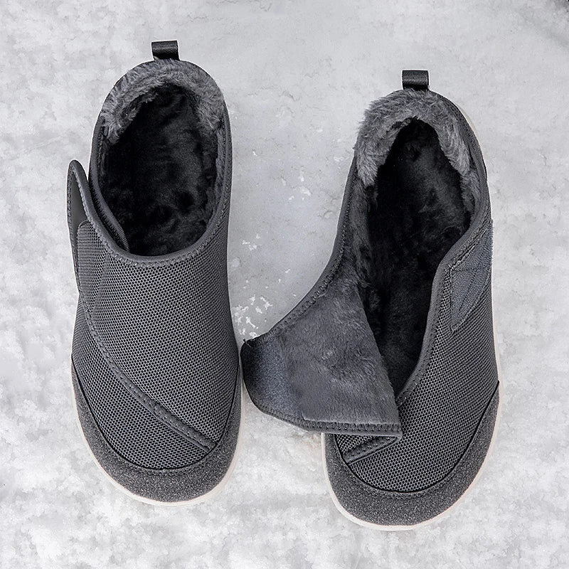 Extra-Wide Orthopedic Slip-On Sneakers with Fur Lining for Swollen Feet & Bunions – Adjustable Hook-and-Loop Senior Comfort Shoes | Thomler