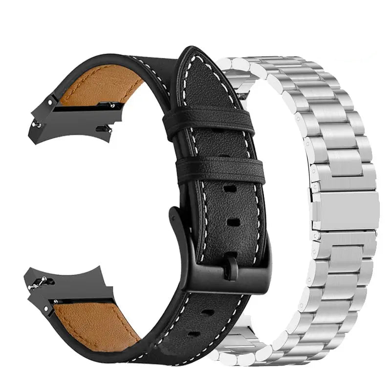 Leather & Steel Smartwatch Strap for Galaxy Watch 5 – Adjustable Wristband in Multiple Finishes | Thomler