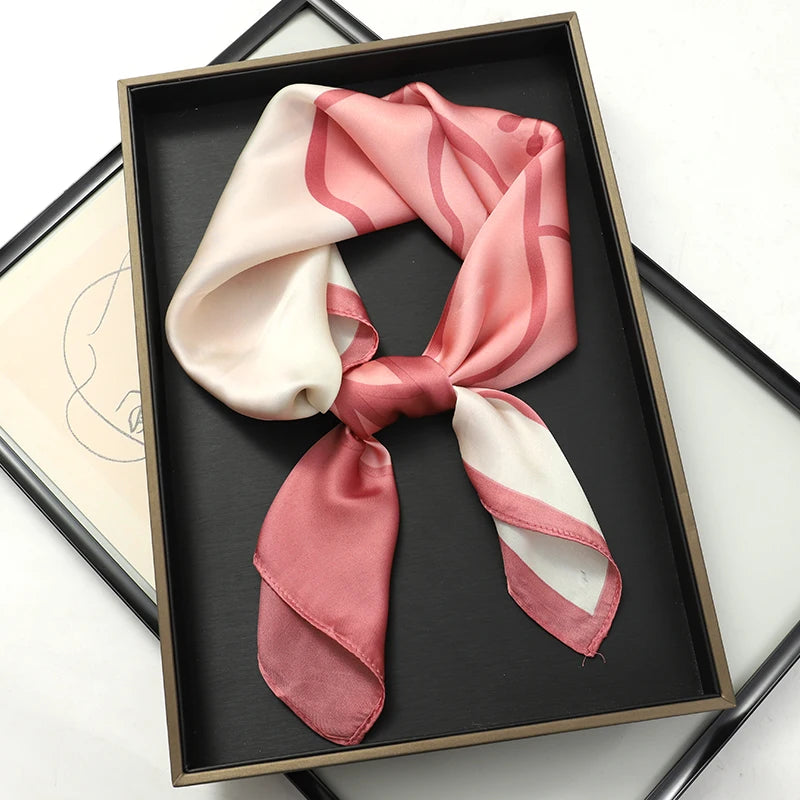 Printed Satin Square Neckerchief for Women 27.5×27.5 in Versatile Head Wrap Neck Tie Hair Ribbon Fashion Accessory | Thomler