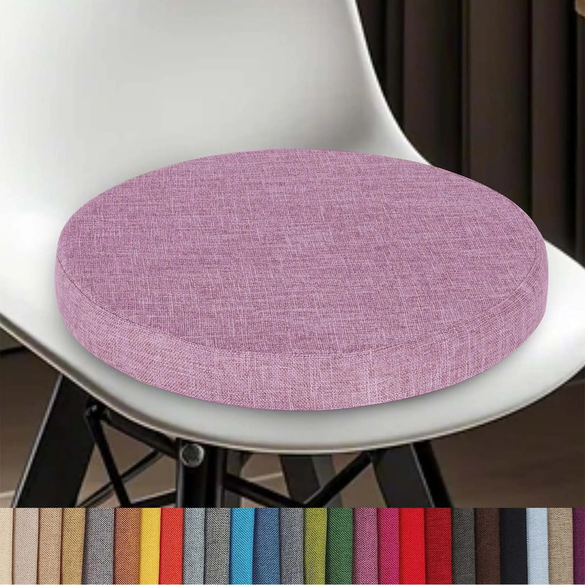 Round Seat Pad with Zipper – Machine-Washable Cotton-Blend Stool Cushion for Kitchen, Dining, Bar & Office Chairs | Thomler