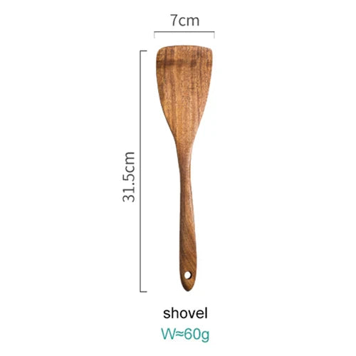 Cooking Utensil Set Acacia Wood 8-Piece Kitchen 12 in Premium Culinary Tools | Thomler