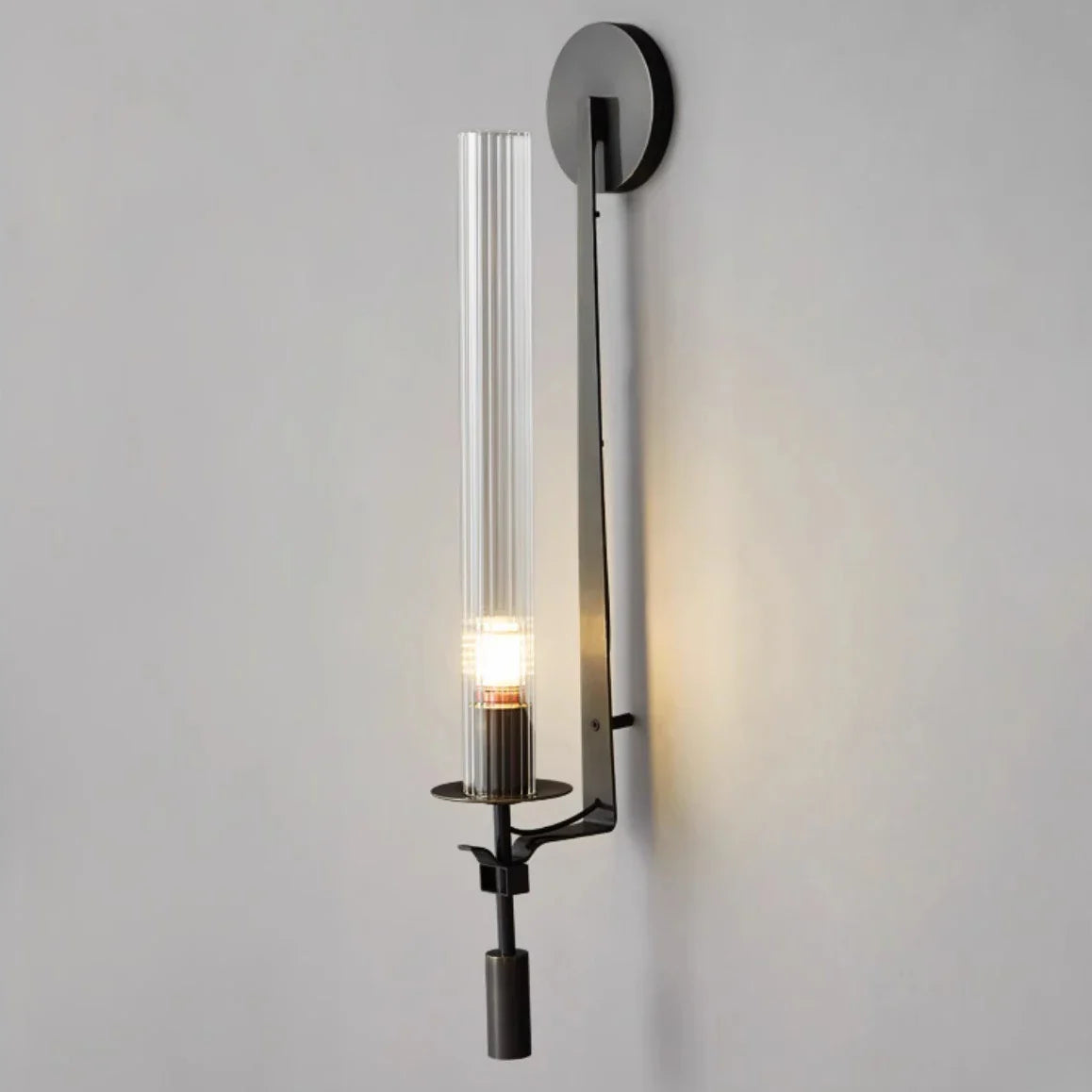 Contemporary Metal and Glass Wall Light Fixture for Bedroom Reading and Ambient Lighting | Thomler