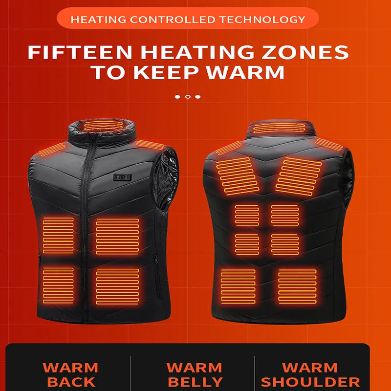 USB-Powered Body Warmer Vest with 21 Heating Zones for Outdoor Activities & Winter Sports | Thomler
