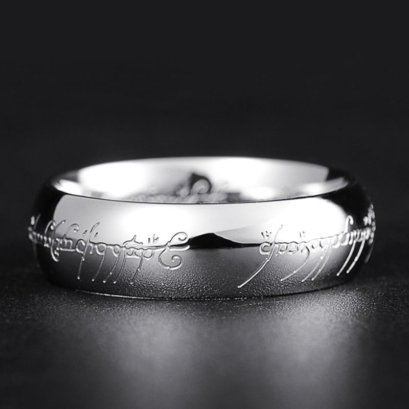 Glow-in-the-Dark Ring with Elvish Script Engraving – Self-Charging Luminous Fantasy Band for Men & Women | Thomler