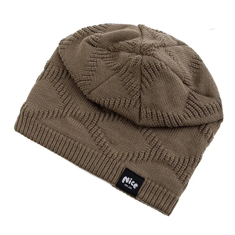 Textured Knit Winter Hat with Fleece Lining – Slouchy Unisex Beanie for Cold Weather Outdoor Wear & Everyday Use | Thomler