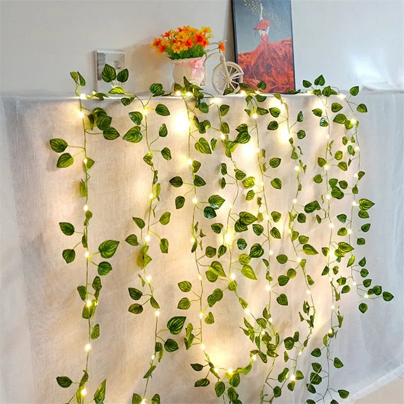 Battery-Operated Leaf Vine LED Garland – Decorative Indoor & Outdoor Foliage Lights for Holidays & Weddings | Thomler