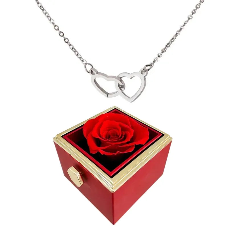 Interlocking Double Heart Pendant Titanium Steel Chain Necklace for Women Anniversary Valentines Day Jewelry Gift with Optional Spinning | Thomler