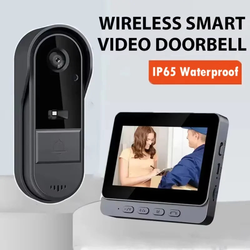 Smart Video Door Viewer with Two-Way Audio & Night Vision – 4.3" Screen, Rechargeable Battery, Weatherproof Design for Front Door Security | Thomler