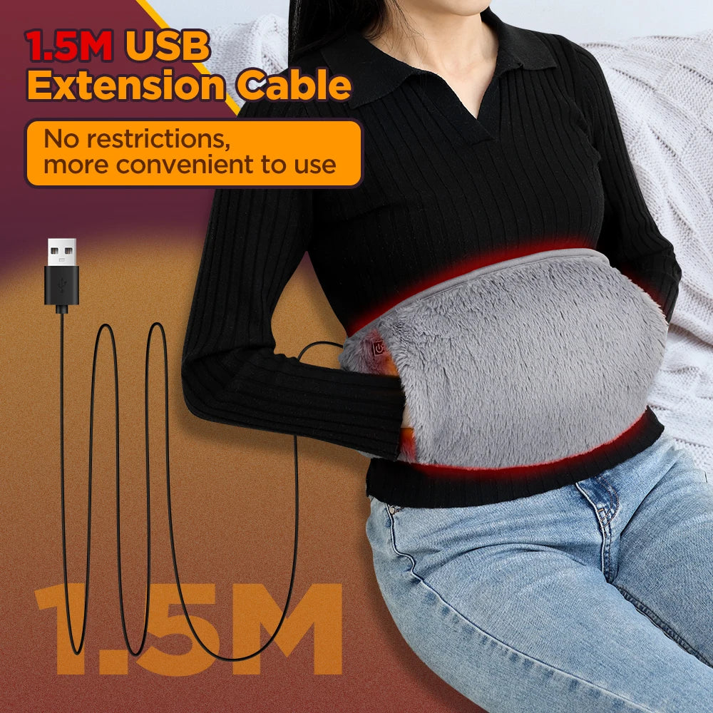 USB Heated Waist Belt with Hand Warmer Pocket – 3 Temperature Settings for Abdominal Comfort, Menstrual Relief & Cold Weather – Adjustable | Thomler