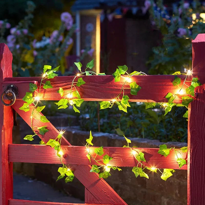 Battery-Operated Leaf Vine LED Garland – Decorative Indoor & Outdoor Foliage Lights for Holidays & Weddings | Thomler