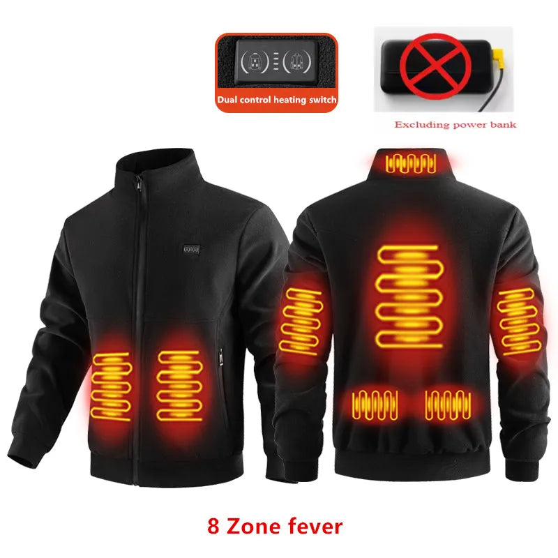 Electric Heated Jacket – Polar Fleece Cold Weather Outerwear with 8-Zone Smart Heating Technology for Men & Women | Thomler