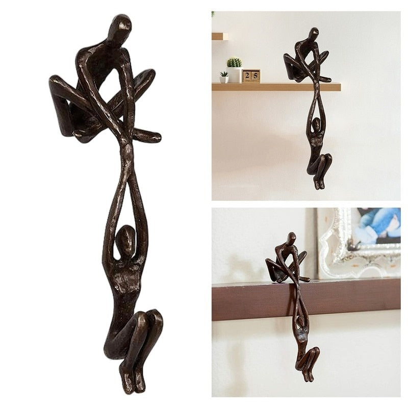 Decorative Sculpture Polystone 20.3 cm Black Living Room Shelf Abstract Art Ornament | Thomler