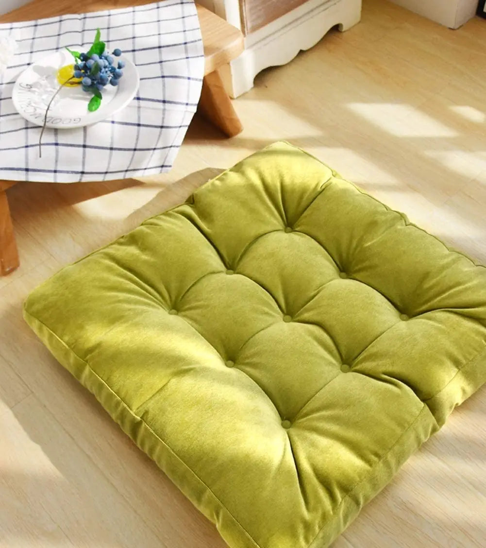 Tufted Square Meditation Cushion 17×17 or 21×21 in Thick Floor Seating Yoga Pillow for Living Room Game Nook Balcony Reading Corner | Thomler