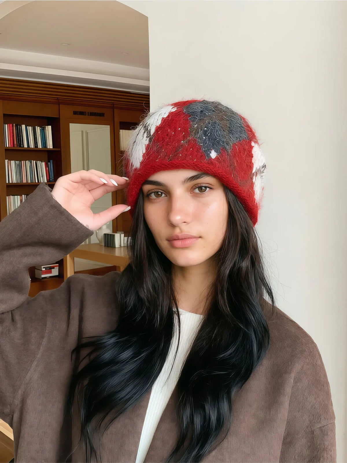 Diamond Knit Beanie Hat with Ear Flaps for Cold Weather – Unisex Checkered Winter Cap for Men & Women | Thomler
