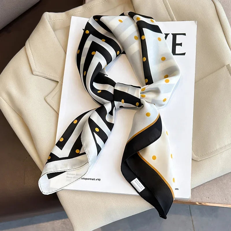 Silky Equestrian Print Square Scarf 27.5×27.5 in – Satin Neck Wrap Hair Tie Headband for Women | Thomler