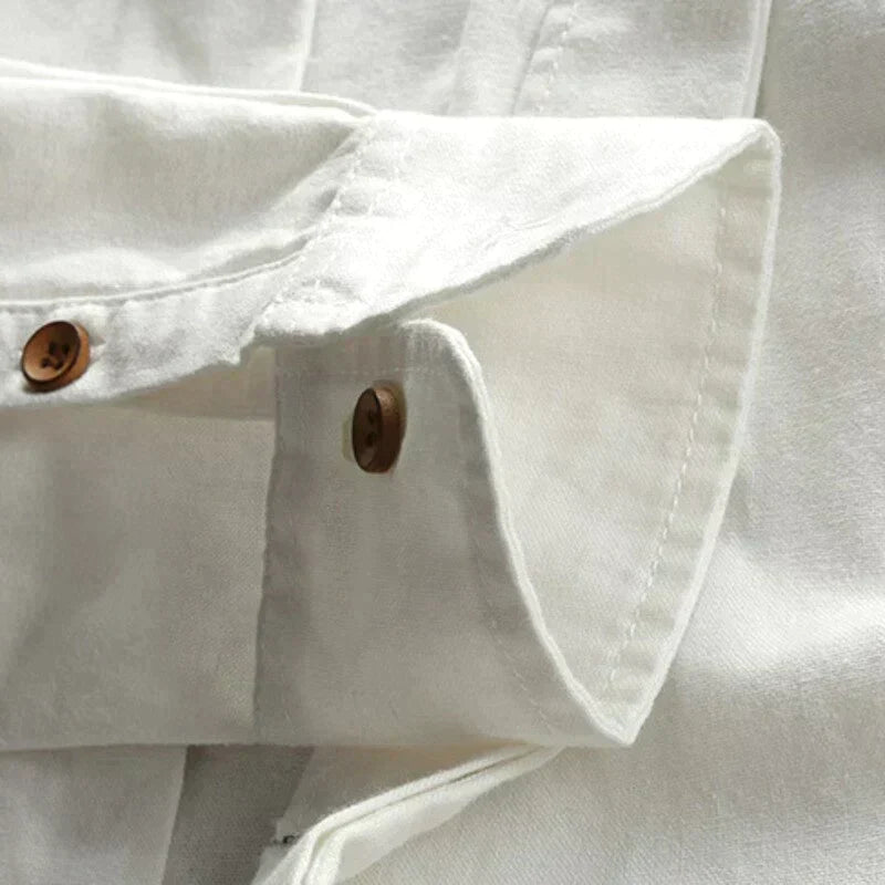 Men's Cotton Linen Button-Down Shirt – Traditional Asian Inspired Design for Casual & Semi-Formal Wear | Thomler