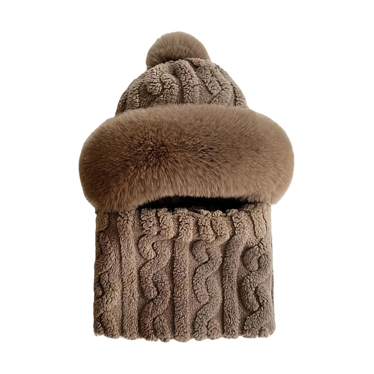 Fleece-Lined Hood Scarf Beanie Combo with Pom-Pom for Women & Men – All-in-One Neck Warmer Face Covering Cold Weather Gear for Commuting | Thomler